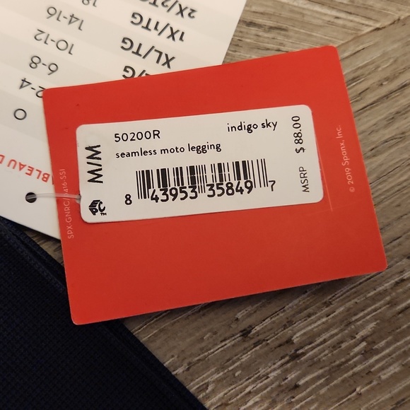 SPANX NWT LOOK AT ME NOW MOTO LEGGINGS- Navy Blue - Picture 5 of 6